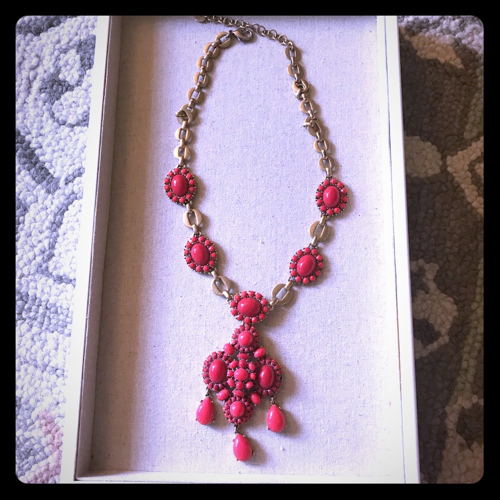 Stella & Dot Gold Necklace with Red Gems